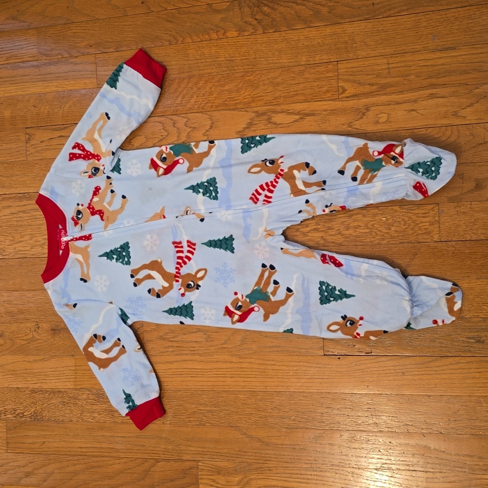 JAMMIES FOR FAMILIES CHRISTMAS FOOTED INFANT BABY SLEEPER SIZE 18M